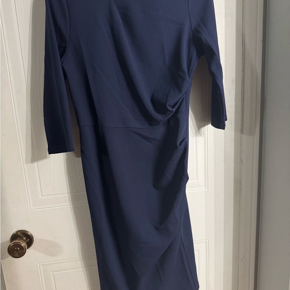Blue Sheath Dress with 3/4 Sleeves for Work